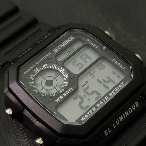 Synoke Dual Time 9619 digital watch new, black