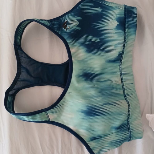 Adidas sports bra used, blue and turquoise, size S
