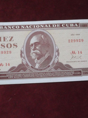 Cuba 10 Pesos 1969 banknote like new, Maximo Gomez portrait