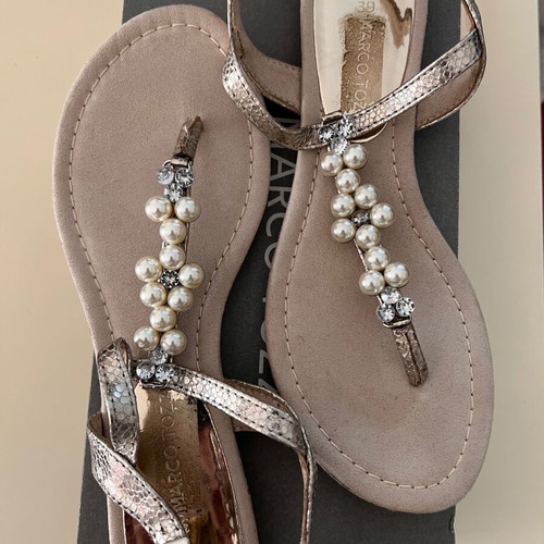 Marco Tozzi sandals new with pearls, leather, size 39
