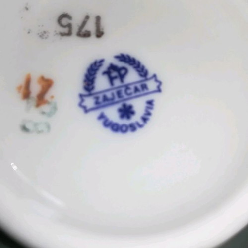 Zajecar Yugoslavia cups used, set of 12, vintage porcelain