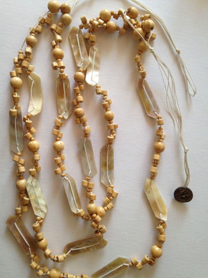 Faux Bijoux 2-in-1 Long Necklace and Belt used, beige