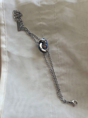 Bracelet with zircon like new, blue and turquoise with double chain