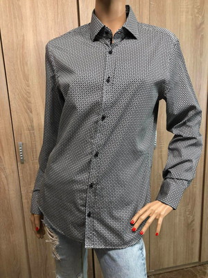 Πουκάμισο BRAND'S Καινούργιο, μέγεθος M, βαμβακερό, μαύρο και άσπρο