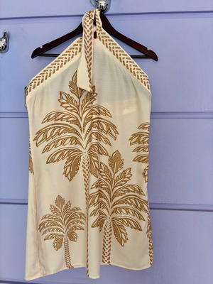 Shein halter neck mini dress beige and brown new, size L