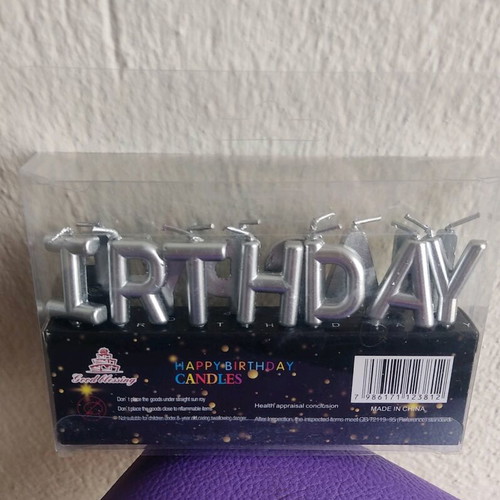 Happy Birthday silver party candles new for cake
