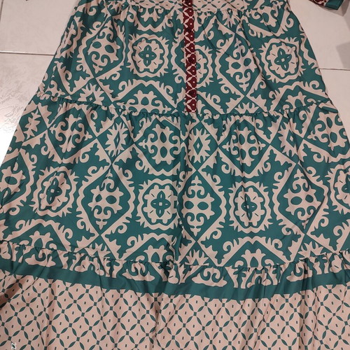 SHEIN Boho Maxi Dress with Ethnic Pattern in Turquoise Green-Bordeaux, L