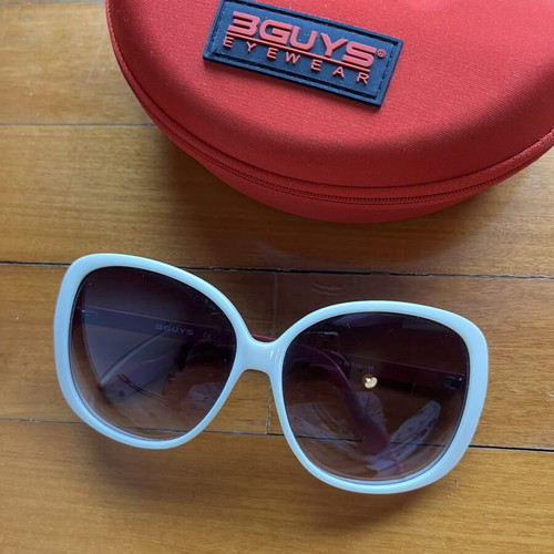 3Guys Oversized Sunglasses Used White With Case