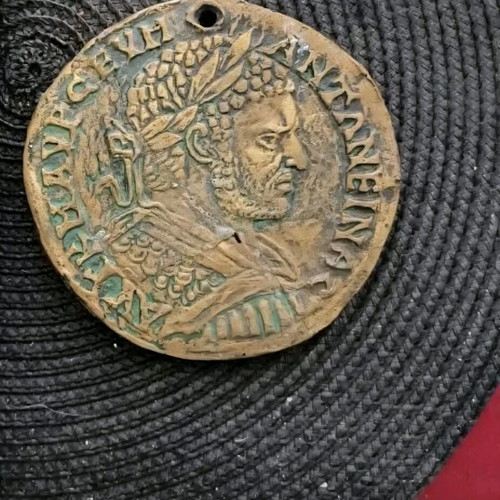 Caracalla Roman Emperor Large Terracotta Coin Medallion used