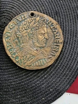 Caracalla Roman Emperor Large Terracotta Coin Medallion used