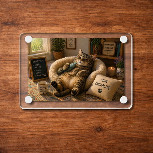 Acrylic fridge magnet "Do Not Disturb" Cozy Relax Cat new
