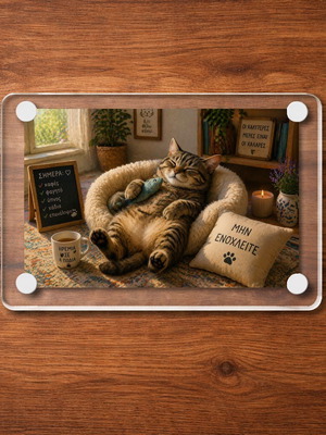 Acrylic fridge magnet "Do Not Disturb" Cozy Relax Cat new