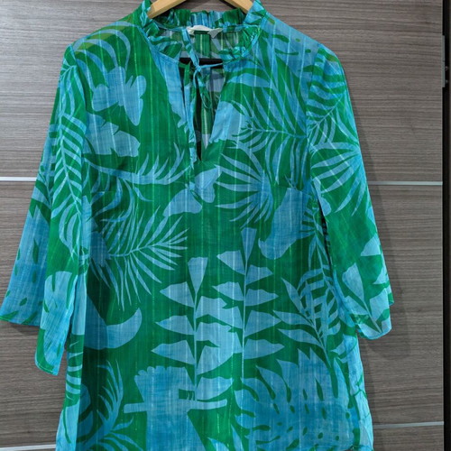 Emporiograma Tropical tunic XL like new, green and blue