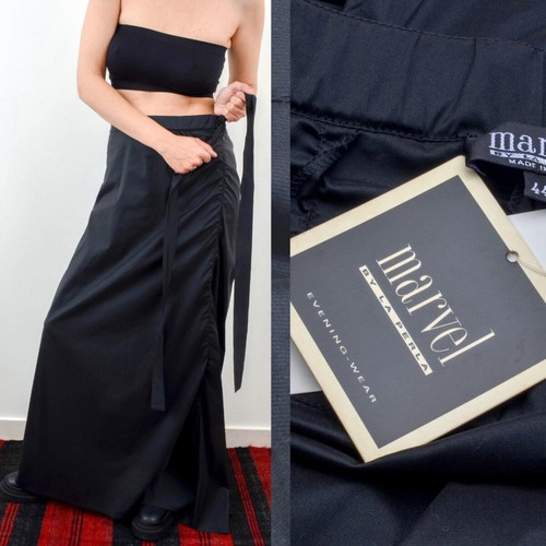 La Perla Vintage Goth Maxi Skirt brand new, avant garde ruched couture, IT 44