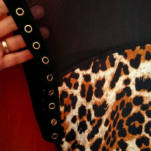 Women's leopard print blouse new with transparent details size M