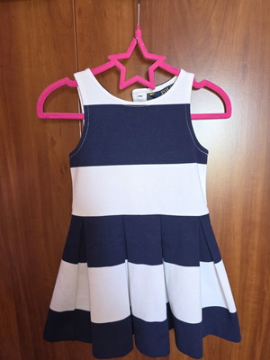 Ralph Lauren dress for 3 years old, used, navy blue and white with stain