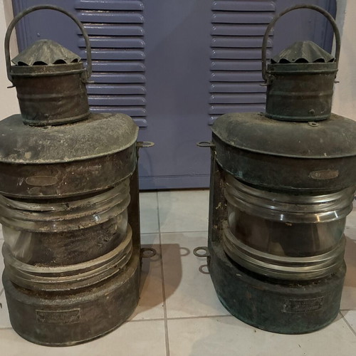 Φανάρια πλοΐου μεταχειρισμένα, σετ 6 αντίκες