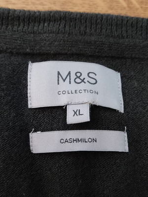 Πουλόβερ M&S με λαιμόκοψη V, λινό XL μαύρο καινούργιο