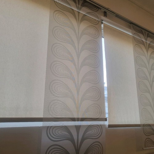 Complete roller curtain rod system like new with double panels