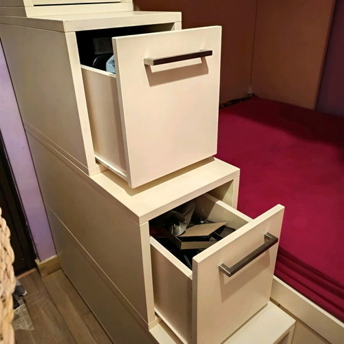 Teen bunk bed with desk and storage like new, carpenter-made