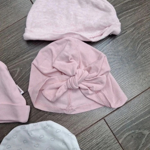 Set of newborn baby girl hats 0-3 months
