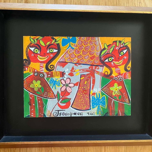 Original painting by Gethsimani Seferopoulou with luxury frame, like new