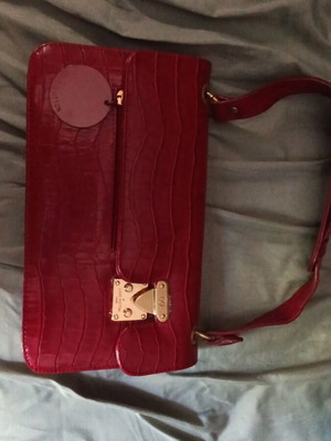 Shoulder bag like new red leatherette with croco texture