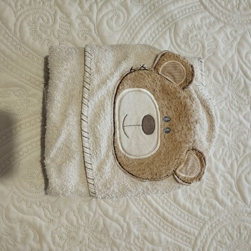 Baby hooded towel used, ideal as a second beach towel