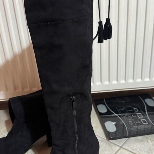Women's suede leather boot size 39 black used Made in Italy