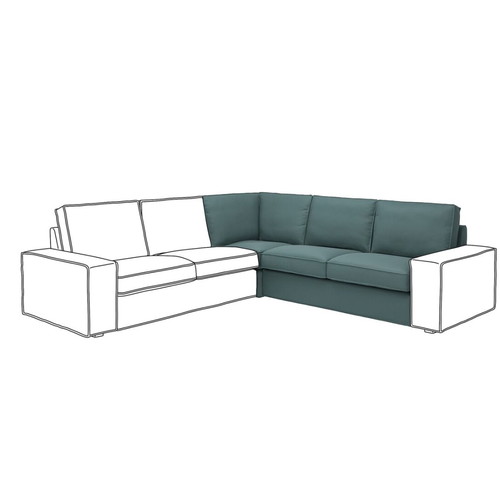 IKEA KIVIK sofa cover corner, full set, grey green