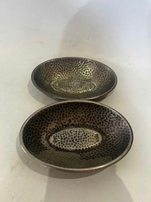 Lambidis set of 2 hammered dishes used, 2.5x14.5 cm