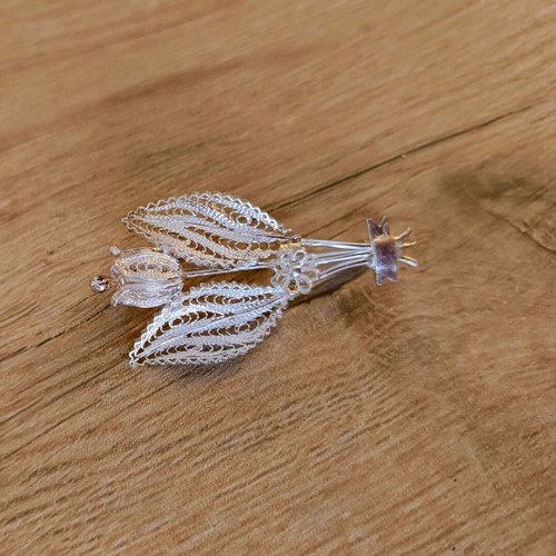 Unisex Silver 925 Pin New Floral Design