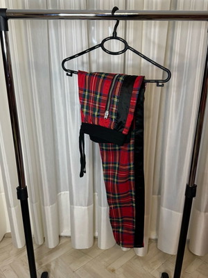 Mnml Plaid track pants used, red, size M