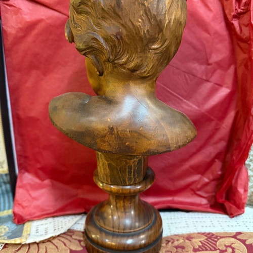 Signed wooden carved statue like new