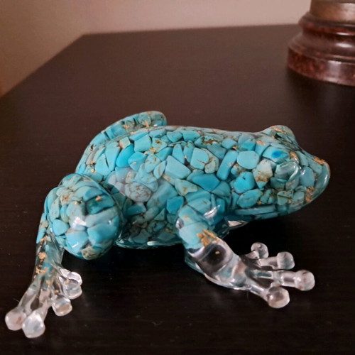 Decorative turquoise frog handmade, new