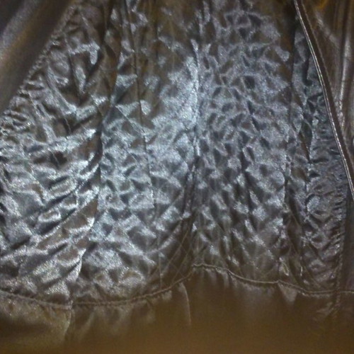 Long leather jacket used, black, genuine leather, vintage