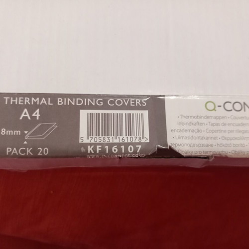 Q-Connect Thermal Binding Covers used, A4 size, pack of 20