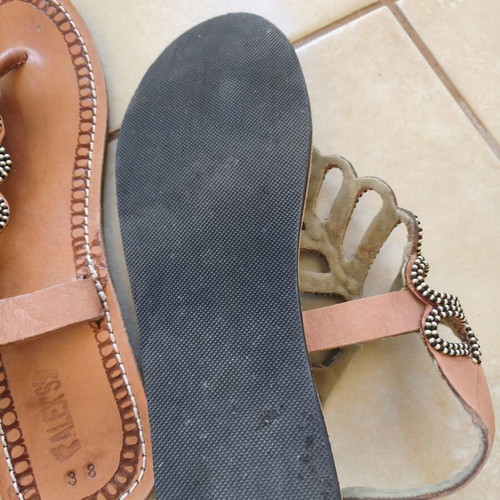 Leather flat sandals used, size 38