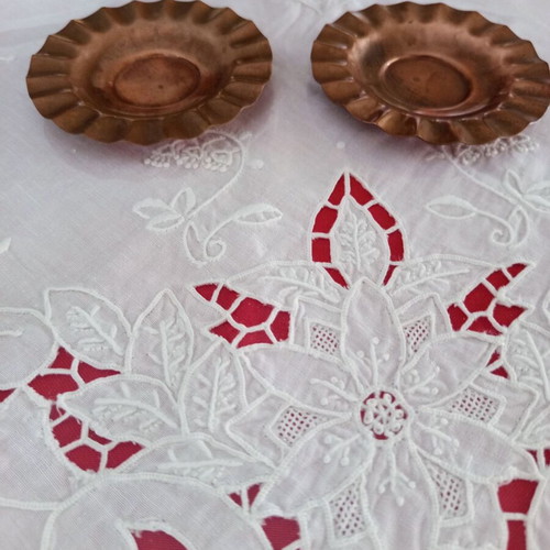 Vintage copper plates used, set of 2, pleated edge