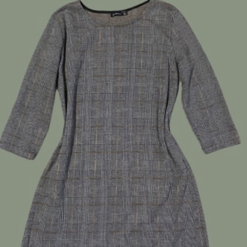 Stradivarius checked dress gray, size L, like new