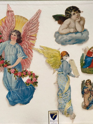 Vintage paper die-cuts, 5 angels and religious scenes 1930-1940
