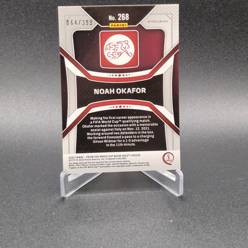 2022 Panini Prizm World Cup Qatar Red Prizm RC Noah Okafor Rookie Card used