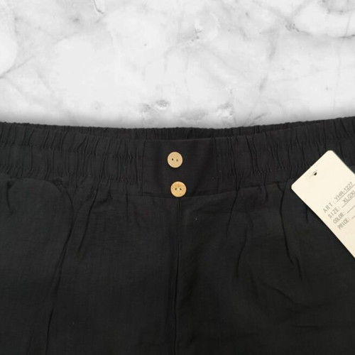 Wide leg pants new with decorative buttons, elastic waist, black