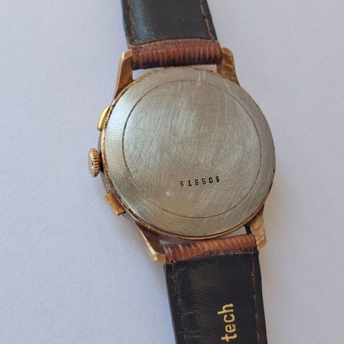 Tell 1950 mechanical chronograph watch used, beige and gold
