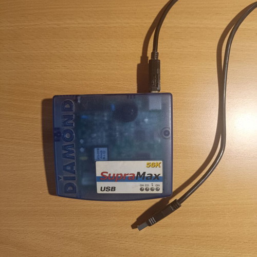 Diamond SupraMax 56K USB external modem used, retro style