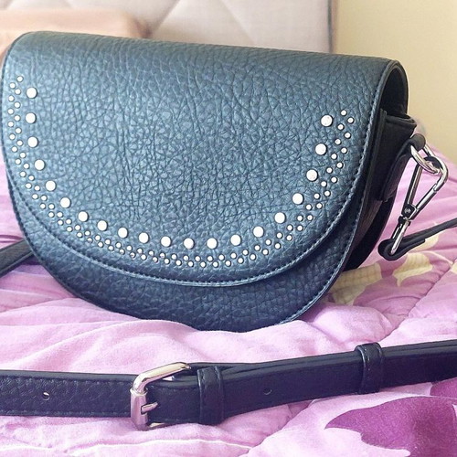 Urban Originals vegan leather shoulder bag, black with silver studs