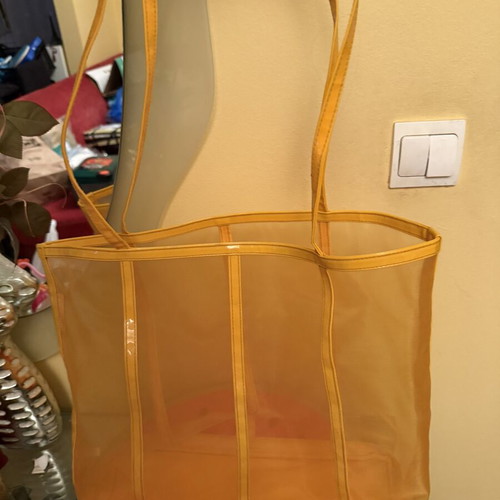 Orange Transparent Tote Bag, Large Shoulder Bag