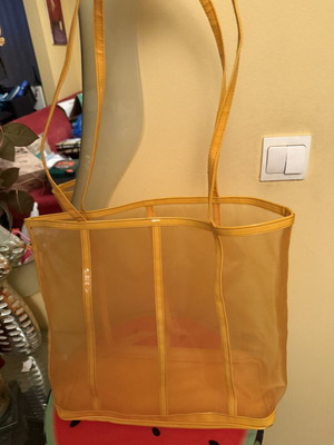 Orange Transparent Tote Bag, Large Shoulder Bag