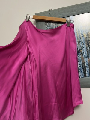 Zini silk blouse like new, pink with one long sleeve and one bare shoulder