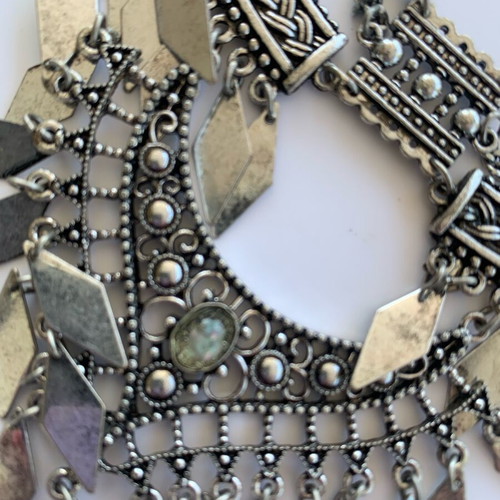 Accessorize oxidized silver toned statement necklace new, turquoise